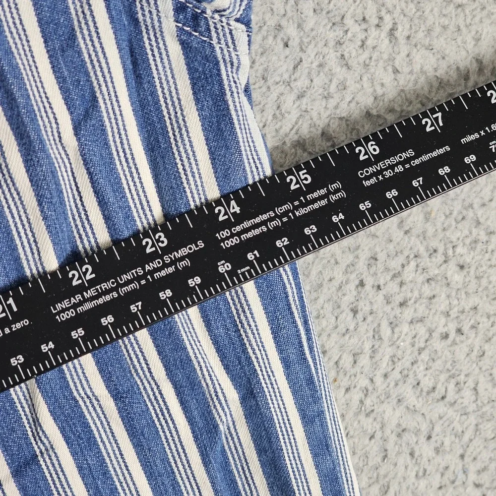 Levi's 90s Button Down Mens L Blue Striped Denim Workwear Long Sleeve Shirt